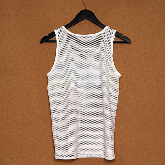 Mens Tank In Mesh White - Picture 5 of 7
